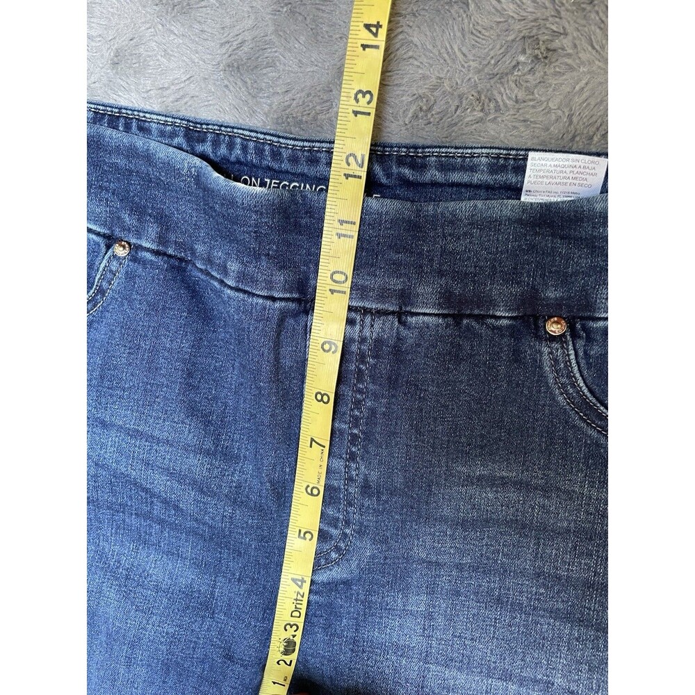 Chico’s 2.5 Pull On Jegging Ankle Jean Floral Embroidery Stretch Denim Sz 14R - Picture 9 of 16